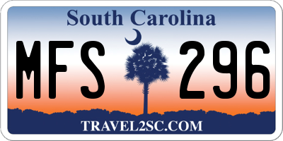 SC license plate MFS296