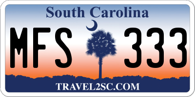 SC license plate MFS333