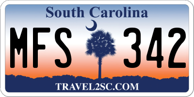SC license plate MFS342