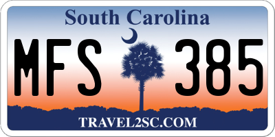 SC license plate MFS385