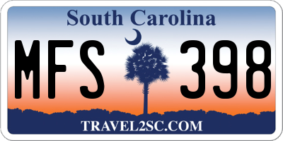 SC license plate MFS398