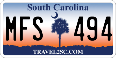 SC license plate MFS494