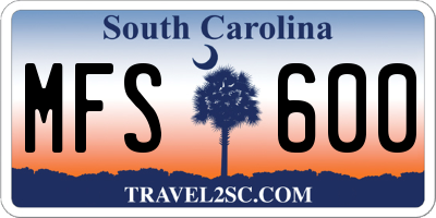 SC license plate MFS600