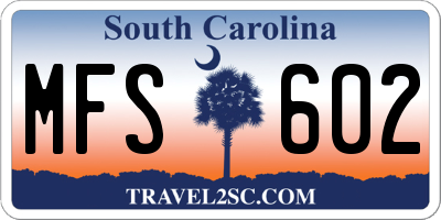 SC license plate MFS602