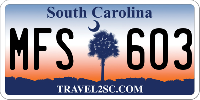 SC license plate MFS603