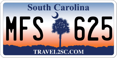 SC license plate MFS625