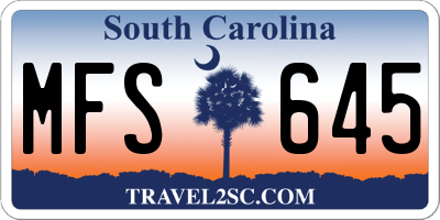 SC license plate MFS645