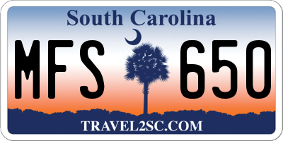 SC license plate MFS650