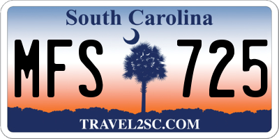 SC license plate MFS725