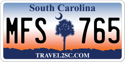 SC license plate MFS765