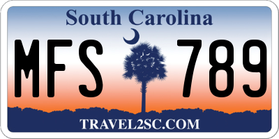 SC license plate MFS789