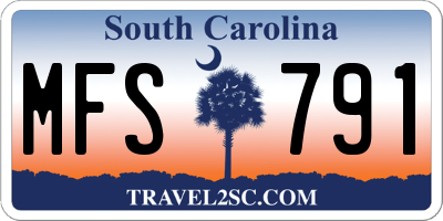 SC license plate MFS791