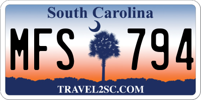 SC license plate MFS794