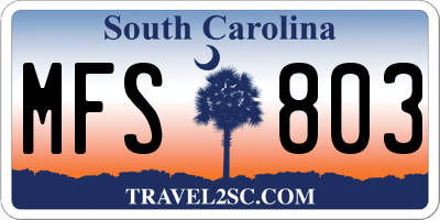 SC license plate MFS803