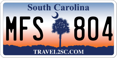 SC license plate MFS804