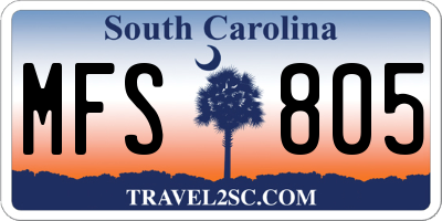 SC license plate MFS805