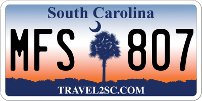 SC license plate MFS807