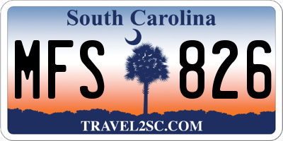 SC license plate MFS826
