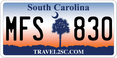 SC license plate MFS830