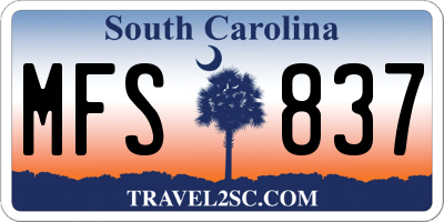 SC license plate MFS837