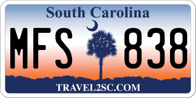 SC license plate MFS838