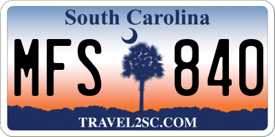 SC license plate MFS840