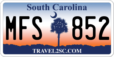 SC license plate MFS852