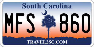 SC license plate MFS860