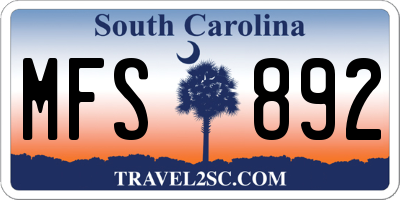 SC license plate MFS892