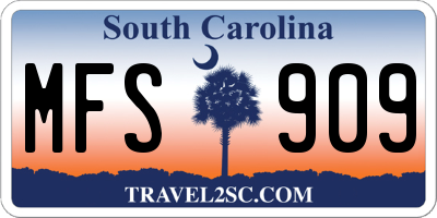 SC license plate MFS909