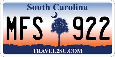 SC license plate MFS922
