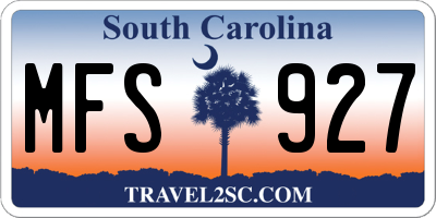 SC license plate MFS927