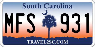 SC license plate MFS931