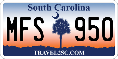 SC license plate MFS950