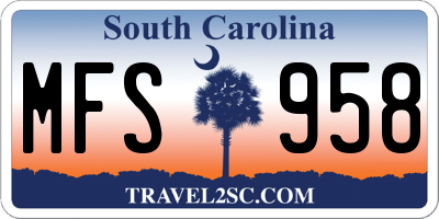SC license plate MFS958