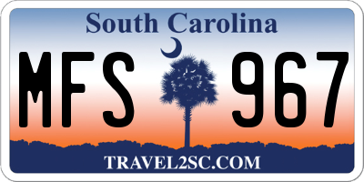SC license plate MFS967