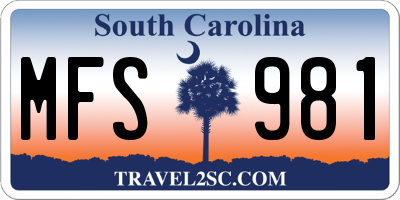 SC license plate MFS981