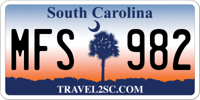 SC license plate MFS982