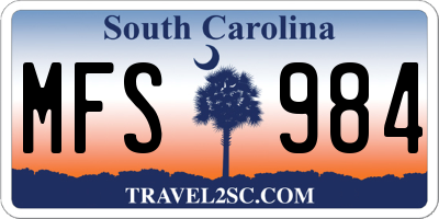 SC license plate MFS984