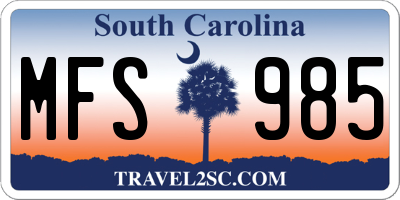 SC license plate MFS985