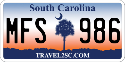 SC license plate MFS986