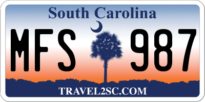 SC license plate MFS987