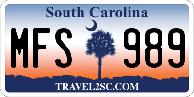 SC license plate MFS989