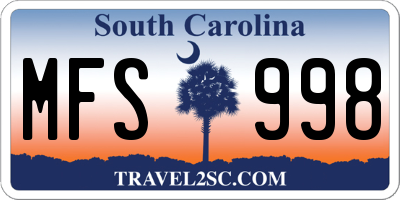 SC license plate MFS998