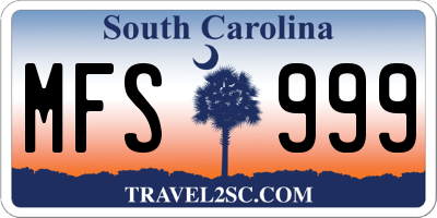 SC license plate MFS999