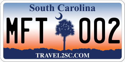 SC license plate MFT002