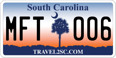 SC license plate MFT006