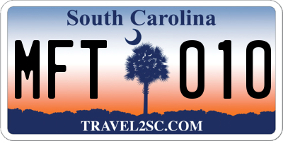 SC license plate MFT010