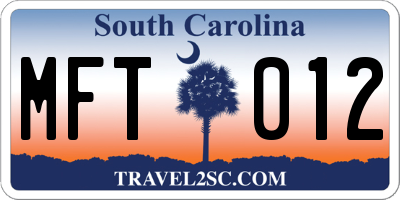 SC license plate MFT012