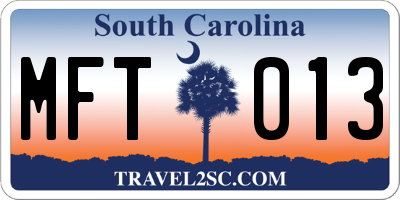 SC license plate MFT013
